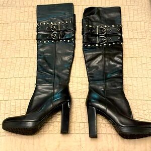 Stuart Weitzman over the knee black platform boots size 6